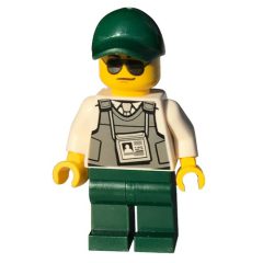Minifigurka LEGO Security Officer - Bullet-Proof Vest, Dark Green Legs, Cap