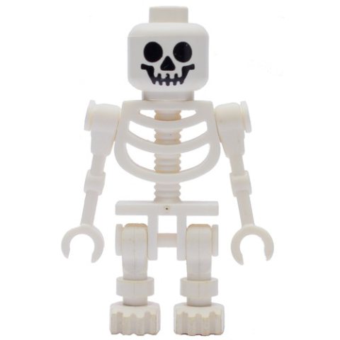 Minifigurka LEGO Skeleton, Standard Face, Straight Mechanical Arms (3626b Head)