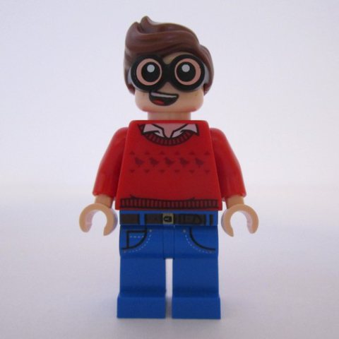 Minifigurka LEGO Dick Grayson with Red Sweater with Dark Red Robins Pattern