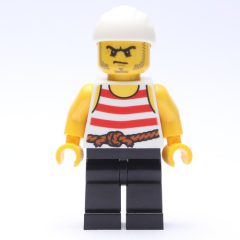 Minifigurka LEGO Pirate - Red Stripes, Black Legs, White Bandana