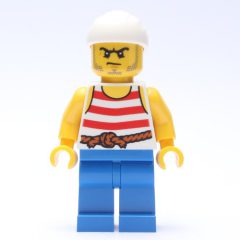 Minifigurka LEGO Pirate - Red Stripes, Blue Legs, White Bandana