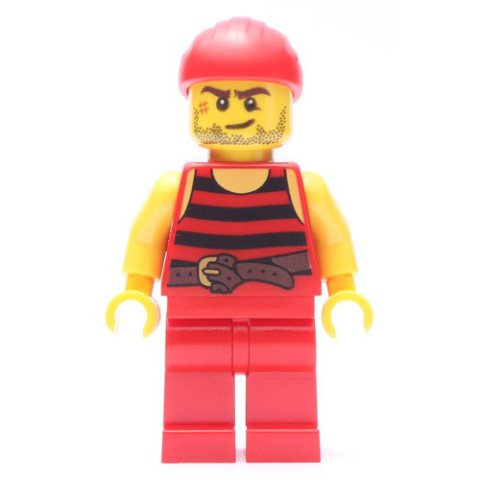 Minifigurka LEGO Pirate - Red Stripes, Red Legs, Red Bandana