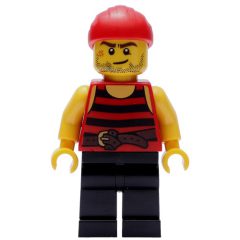 Minifigurka LEGO Pirate - Red Stripes, Black Legs, Red Bandana, Scar