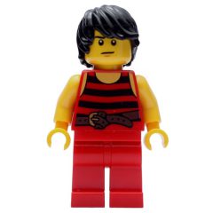 Minifigurka LEGO Pirate - Red Stripes, Red Legs, Brown Crow's Feet