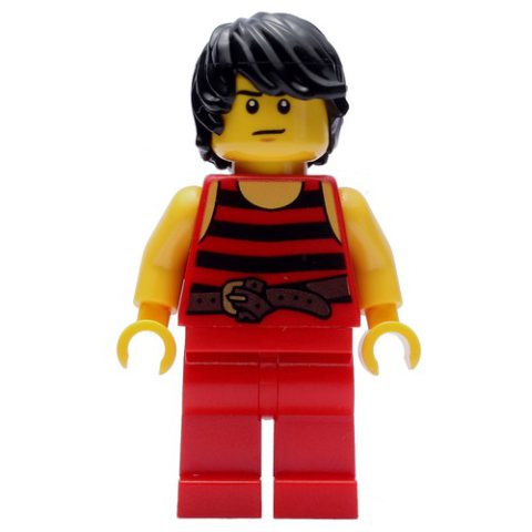 Minifigurka LEGO Pirate - Red Stripes, Red Legs, Brown Crow's Feet