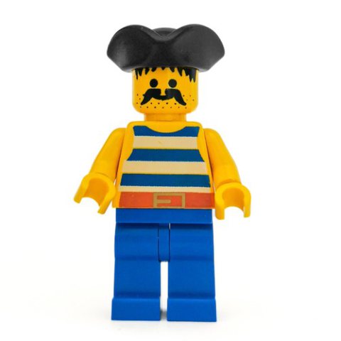 Minifigurka LEGO Pirate - Blue Stripes, Blue Legs, Black Tricorne