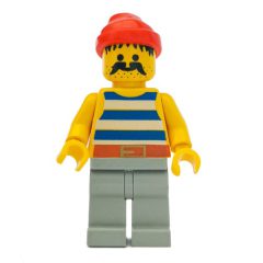 Minifigurka LEGO Pirate - Blue Stripes, Light Gray Legs, Red Bandana, 3626a