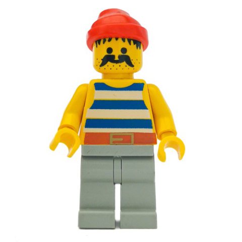 Minifigurka LEGO Pirate - Blue Stripes, Light Gray Legs, Red Bandana, 3626b
