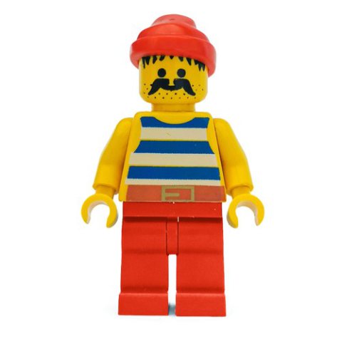 Minifigurka LEGO Pirate - Blue Stripes, Red Legs, Red Bandana