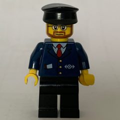 Minifigurka LEGO Conductor - Dark Blue Jacket, Black Legs, Black Hat, Beard