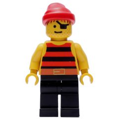 Minifigurka LEGO Pirate - Red/Black Stripes, Black Legs, Red Bandana, Eyepatch (Old)