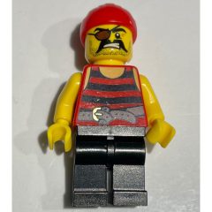 Minifigurka LEGO Pirate - Red/Black Stripes, Black Legs, Red Bandana, Eyepatch (New)