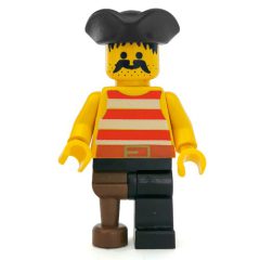 Minifigurka LEGO Pirate - Red Stripes, Peg Leg, Black Tricorne