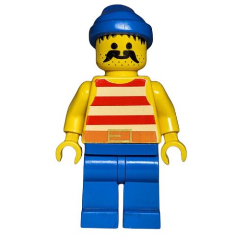 Minifigurka LEGO Pirate - Red Stripes, Blue Legs, Blue Bandana