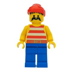 Minifigurka LEGO Pirate - Red Stripes, Blue Legs, Red Bandana, 3626b