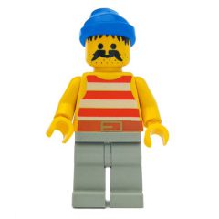 Minifigurka LEGO Pirate - Red Stripes, Light Gray Legs, Blue Bandana, 3626a