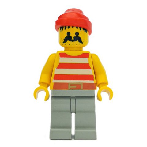 Minifigurka LEGO Pirate - Red Stripes, Light Gray Legs, Red Bandana