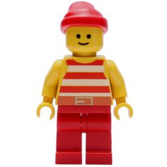 Minifigurka LEGO Pirate - Red Stripes, Red Legs, Red Bandana