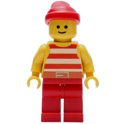 Minifigurka LEGO Pirate - Red Stripes, Red Legs, Red Bandana
