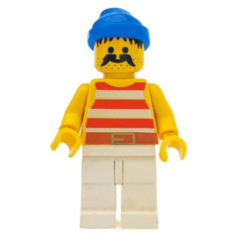 Minifigurka LEGO Pirate - Red Stripes, White Legs, Blue Bandana