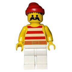 Minifigurka LEGO Pirate - Red Stripes, White Legs, Red Bandana, 3626b