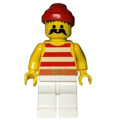 Minifigurka LEGO Pirate - Red Stripes, White Legs, Red Bandana, 3626a