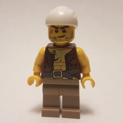 Minifigurka LEGO Pirate - Anchor Tattoo, Dark Tan Legs, White Bandana