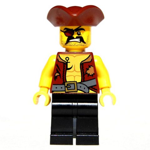 Minifigurka LEGO Pirate - Anchor Tattoo, Black Legs, Reddish Brown Tricorne