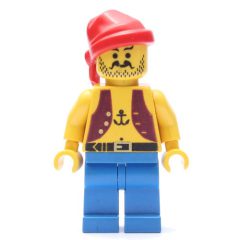 Minifigurka LEGO Pirate - Dark Purple Vest, Anchor Tattoo, Blue Legs, Red Bandana