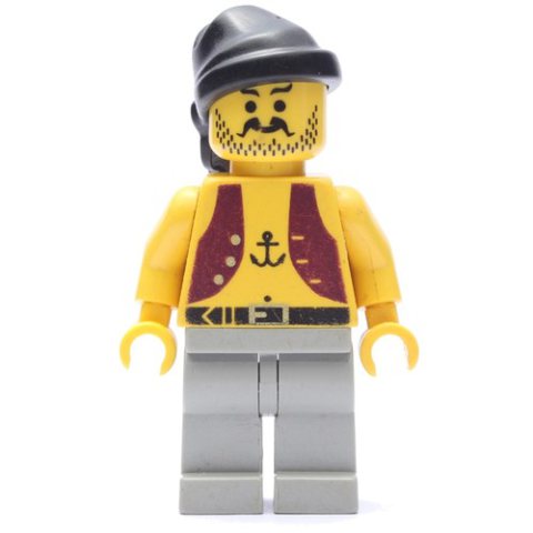 Minifigurka LEGO Pirate - Anchor Tattoo, Light Gray Legs, Black Bandana