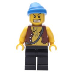 Minifigurka LEGO Pirate - Anchor Tattoo, Black Legs, Blue Bandana, Gold Tooth