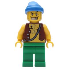 Minifigurka LEGO Pirate - Anchor Tattoo, Green Legs, Blue Bandana