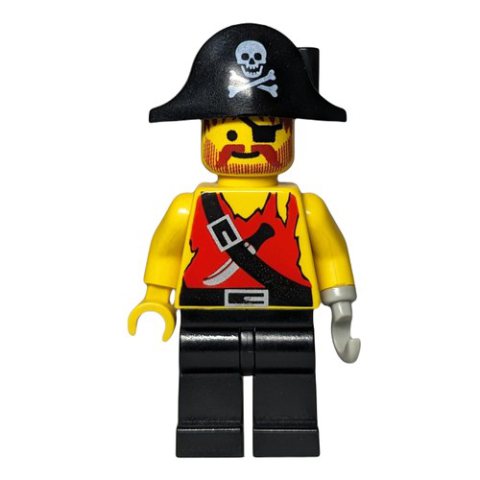 Minifigurka LEGO Pirate - Shirt with Knife, Black Legs, Black Bicorne