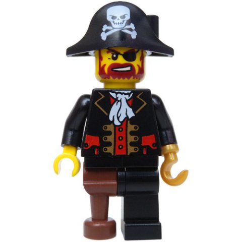 Minifigurka LEGO Pirate - Captain, Pearl Gold Hook, Bicorne with Skull
