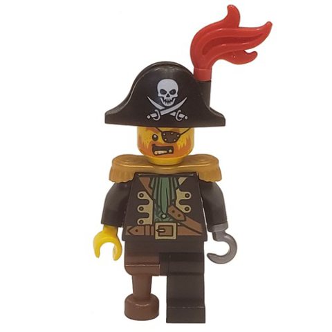 Minifigurka LEGO Pirate - Captain, Flat Silver Hook, Red Plume