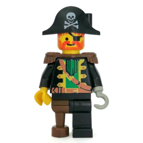 Minifigurka LEGO Pirate - Captain, Light Gray Hook, Bicorne with Skull, 3626b