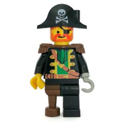 Minifigurka LEGO Pirate - Captain, Light Gray Hook, Bicorne with Skull, 3626a
