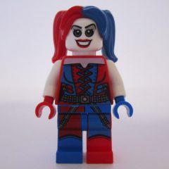 Minifigurka LEGO Harley Quinn in Blue and Red Outfit and Hair