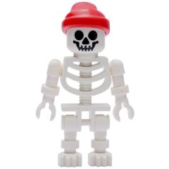 Minifigurka LEGO Skeleton, Standard Face, Red Bandana Hat, Ball Joint Arms