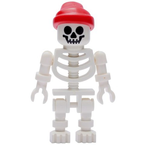 Minifigurka LEGO Skeleton, Standard Face, Red Bandana Hat, Ball Joint Arms