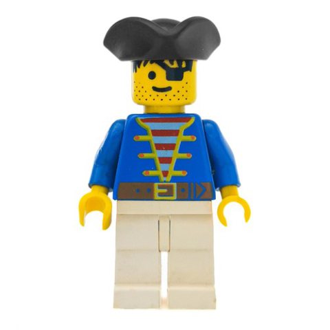 Minifigurka LEGO Pirate - Blue Jacket, White Legs, Black Tricorne (3626b Head)