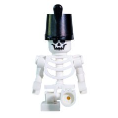 Minifigurka LEGO Skeleton, Standard Face, Missing 1 Leg, Imperial Guard Hat