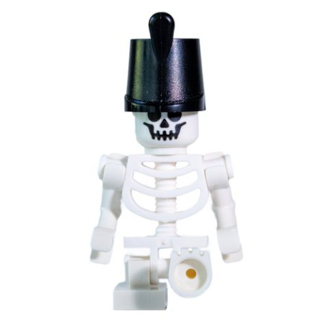 Minifigurka LEGO Skeleton, Standard Face, Missing 1 Leg, Imperial Guard Hat