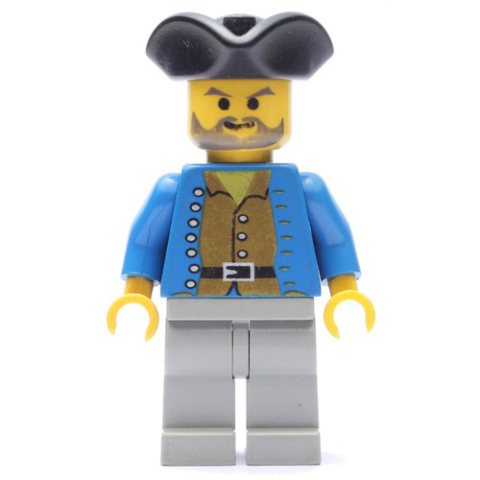Minifigurka LEGO Pirate - Brown Shirt, Light Gray Legs, Black Tricorne