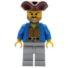 Minifigurka LEGO Pirate - Brown Shirt, Light Gray Legs, Brown Tricorne