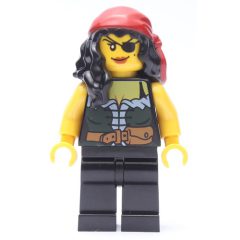 Minifigurka LEGO Pirate - Female, Black Hair with Bandana, Yellow Arms
