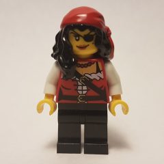 Minifigurka LEGO Pirate - Female, Black Hair with Bandana, White Arms