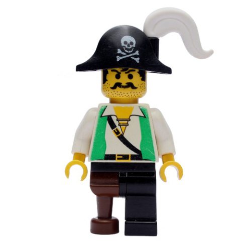 Minifigurka LEGO Pirate - Green Vest, Peg Leg, Black Bicorne