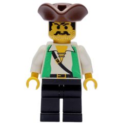 Minifigurka LEGO Pirate - Green Vest, Black Legs, Brown Tricorne