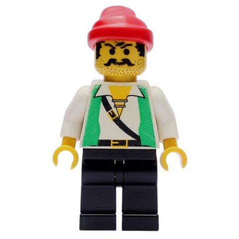 Minifigurka LEGO Pirate - Green Vest, Black Legs, Red Bandana